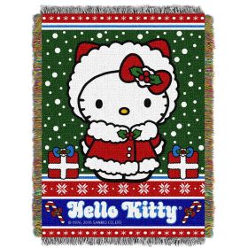 Hello Kitty Snowy Kitty Licensed Holiday 48"x 60" Woven Tapestry Throw by The Northwest Company