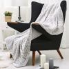 Printed Faux Rabbit Fur Throw; Lightweight Plush Cozy Soft Blanket; 50&quot; x 60&quot;; Grey Leopard (2 Pack Set of 2)