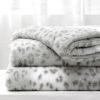 Printed Faux Rabbit Fur Throw; Lightweight Plush Cozy Soft Blanket; 50&quot; x 60&quot;; Grey Leopard (2 Pack Set of 2)