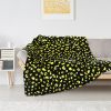 Printed Faux Rabbit Fur Throw; Lightweight Plush Cozy Soft Blanket; 50&quot;x60&quot; Black Leopard